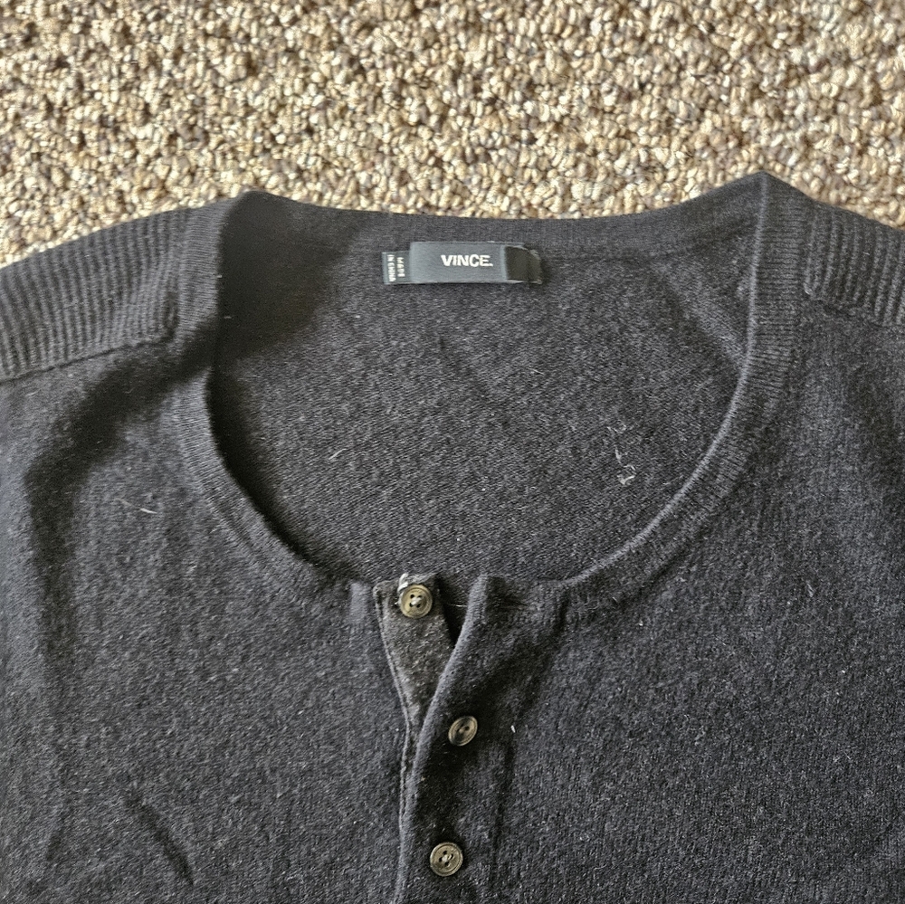 Vince Brand Wool/Cashmere Blend Men's Henley Sweater Xxl - Picture 3 of 5